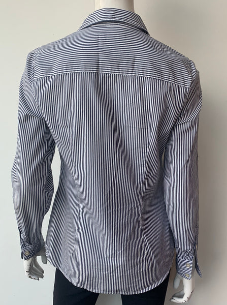 Striped Button Down with Ruffle Placket Size 4