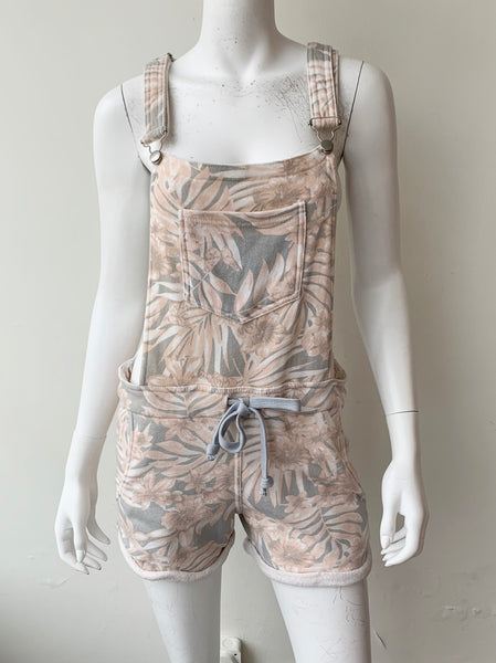 Tropical Print Burnout Overalls Size Small