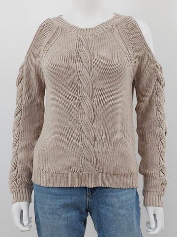 Cold Shoulder Cable Knit Sweater Size XS