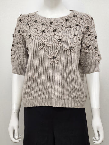 Floral Embroidered Cashmere Sweater Size Large