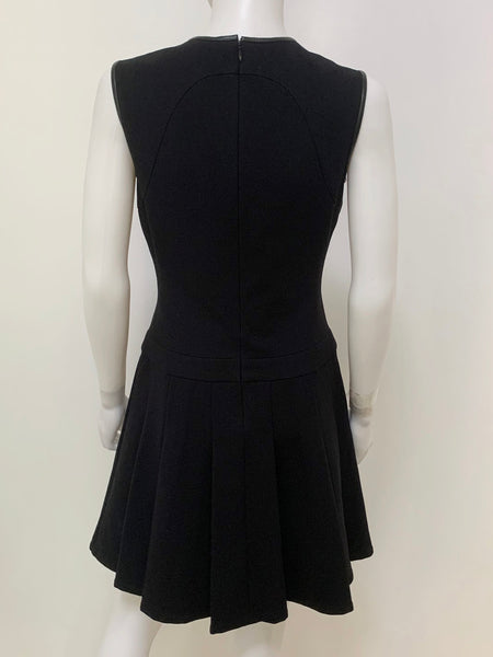 Flared Dress with Vegan Leather Trim Size 6