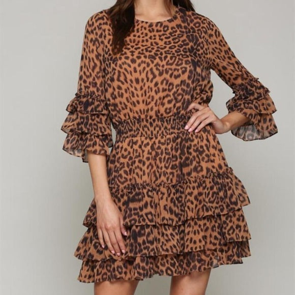 Leopard Ruffle Dress Size Large