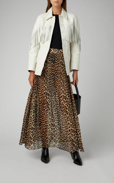 Georgette Leopard Maxi Skirt Size 34/0