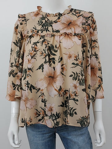 Ruffle Floral Blouse Size Large