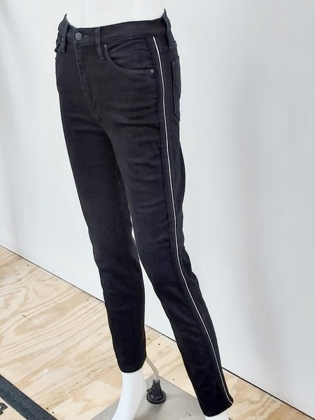 High Rise Straight Leg Jeans with Side Stripe Size 27