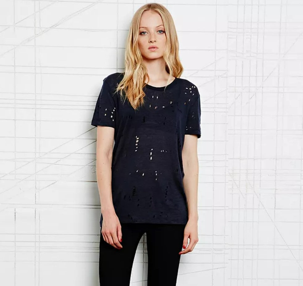 Clay Linen Distressed Tee Size XS