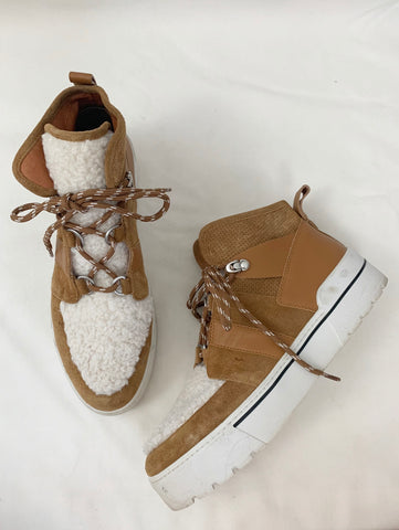 Nell Faux Shearling High Top Sneakers Size 10
