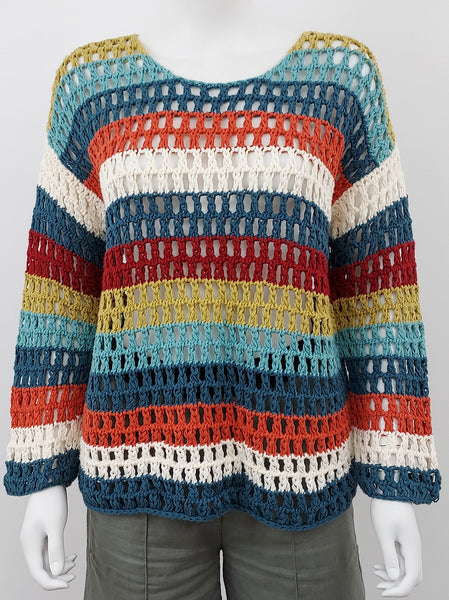 Multicolored Striped Knit Pullover Size Small