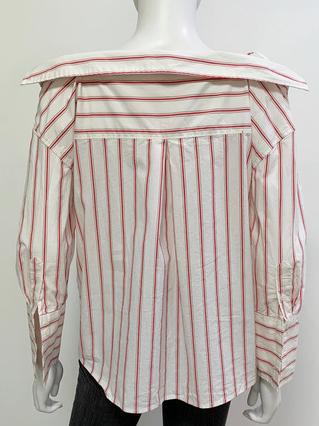 Alvina Striped Off the Shoulder Top Size Small