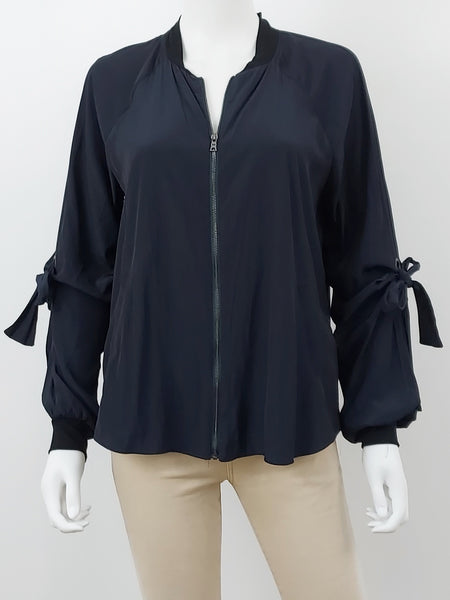 Bomber Jacket with Tie Sleeves Size Small