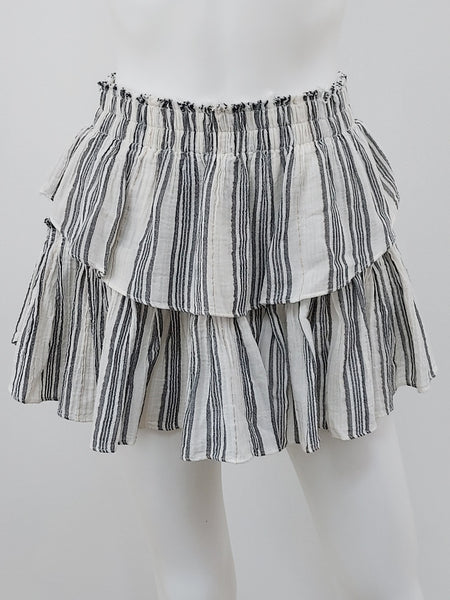 Striped Ruffle Mini Skirt Size Small