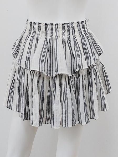 Striped Ruffle Mini Skirt Size Small