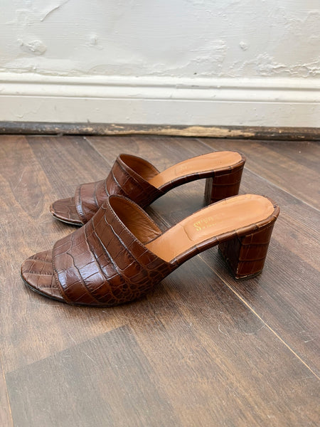 Croc Embossed Mules Size 38