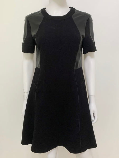 Leather Trimmed Short Sleeve Dress Size 6