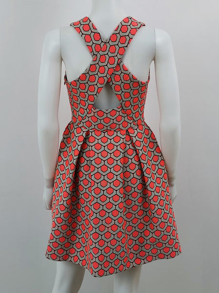 Geometric Printed Crossback Dress Size 0