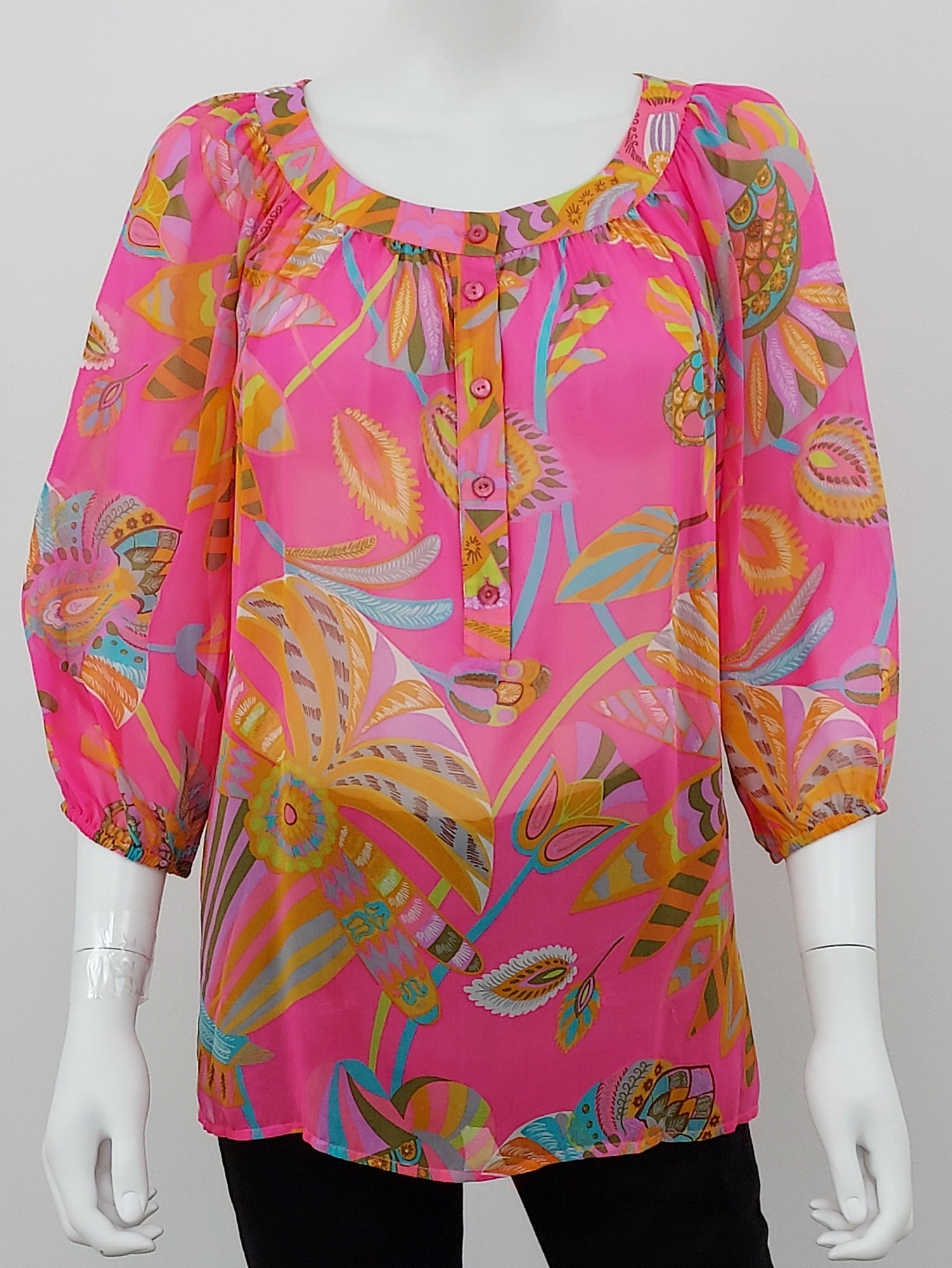 Silk Printed Blouse Size Small