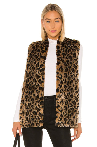 Stephie Leopard Faux Fur Vest Size XS