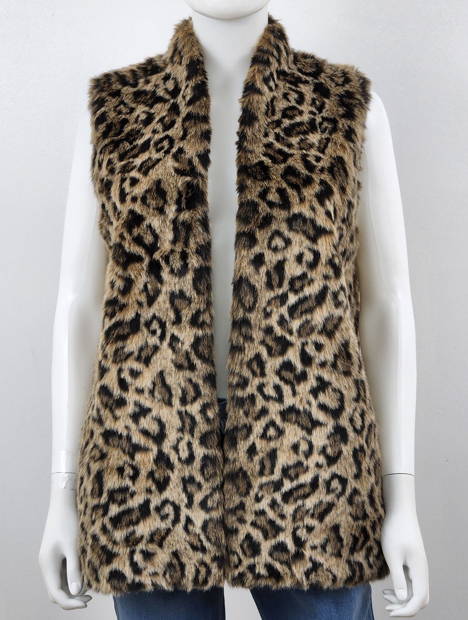 Stephie Leopard Faux Fur Vest Size XS