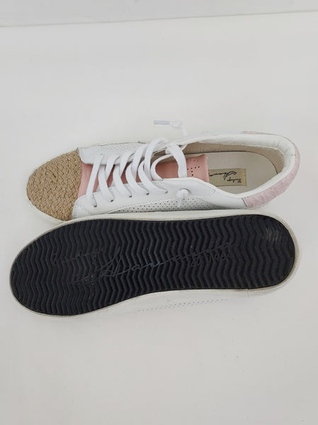 Sandy Leather and Raffia Sneakers Size 10