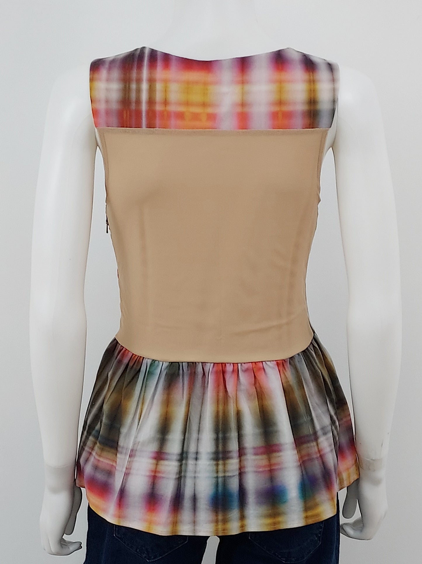 Weston Plaid Peplum Top Size Small