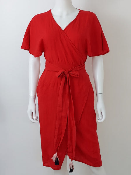 Atena Linen Wrap Dress Size Small NWT