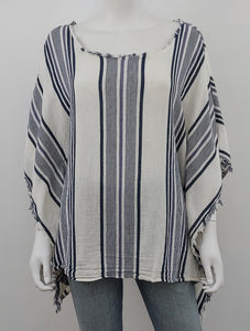 Scoop Neck Striped Poncho Size Small